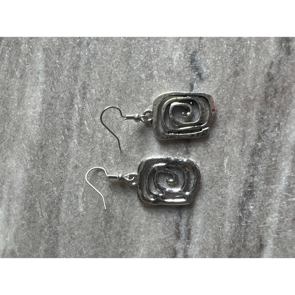 Silver Tone Spiral Design Earrings